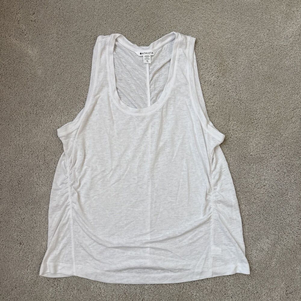 Athleta White Tank Top with Side Ruching - XL